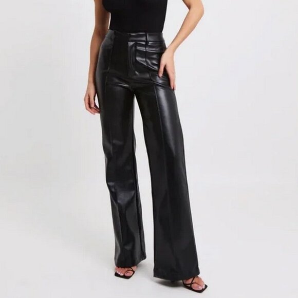 Because of Alice boa Vegan Leather Wide Leg Trousers - Picture 1 of 9